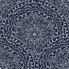 SEAMLESS HAND DRAWN MANDALA FLOWER SQUIGGLE FLORAL PATTERN SWATCH