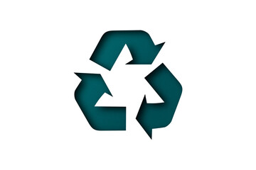 Green paper punched into recycled shapes isolated on white background.