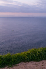 Sunsetting on the rocky coastline of Palos Verdes, neighborhood of Los Angeles county, California....