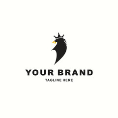 a simple and elegant logo of an eagle wearing a crown suitable for your company