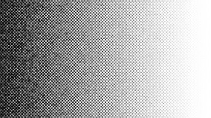 Halftone gradient. Faded stochastic dotwork texture. Random grunge noise background. Black dots, speckles or particles wallpaper. Halftone vector monochrome backdrop - obrazy, fototapety, plakaty
