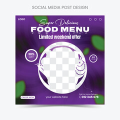 Food online promotion with a mobile square banner for social media post