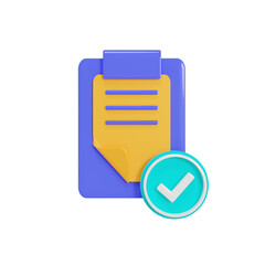 Approval icon with 3d render style