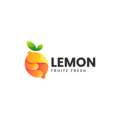 Vector Logo Illustration Lemon Gradient Colorful Style