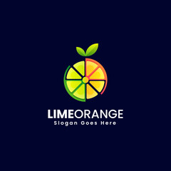 Vector Logo Illustration Lime Lemon Gradient Colorful Style