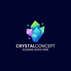 Vector Logo Illustration Crystal Gradient Colorful Style