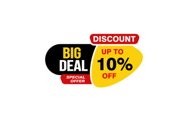 10 Percent BIG DEAL offer, clearance, promotion banner layout with sticker style. 
