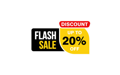 20 Percent FLASH SALE offer, clearance, promotion banner layout with sticker style. 
