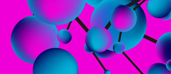 Line points connections geometric landing page background. Fluid circles and spheres with liquid gradients. Vector Illustration For Wallpaper, Banner, Background, Card, Book Illustration, landing page