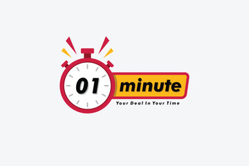 01 minute clock arrow. symbol work time, vector icon Illustration