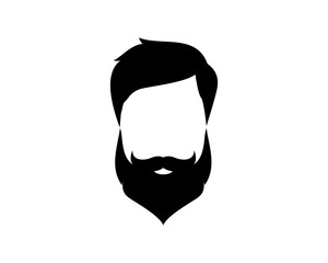 Man with beard hair silhouette vector logo