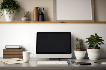 Fototapeta premium A simple workplace close-up. Generative AI