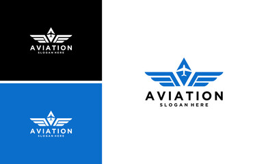 aviation vector air plane wing logo design template © koji antero