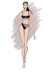 Ilustración ropa interior modelo estilizada