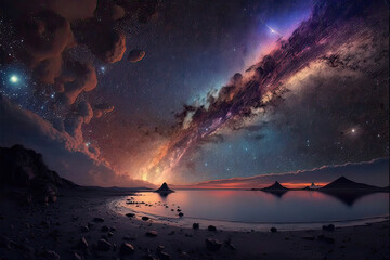 Epic shot of sky, capturing the beauty of the cosmos. Generative AI.