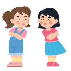 Illustration of girls teasing each other