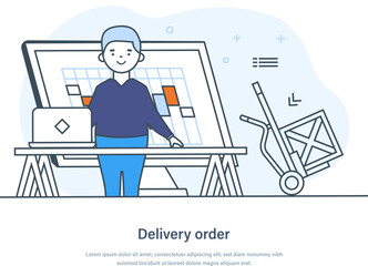 Naklejka na ściany i meble Delivery order fast delivery service technology and logistics