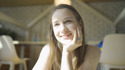 Portrait of happy smiling business, Caucasian woman girl isolated, people lifestyle.