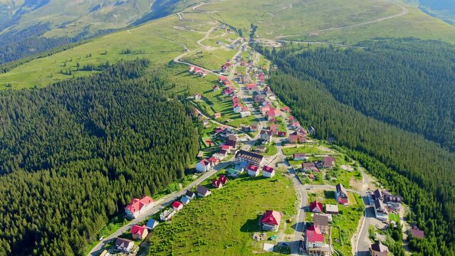 Aerial drone footage of a Romanian mountain road &ndash; Transalpina. It is a 148 km national road located in the Southern Carpathians of Romania and is one of the highest roads of the Carpathian Mountains.