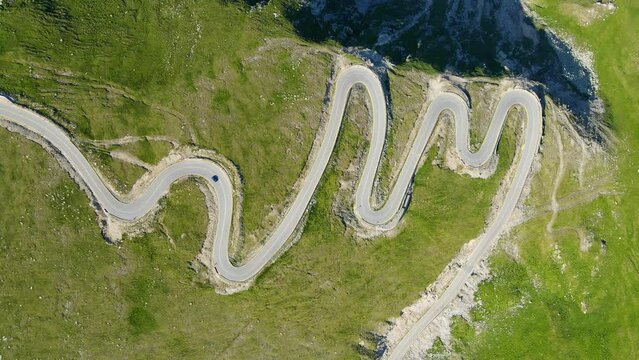 Aerial drone footage of a Romanian mountain road &ndash; Transalpina. It is a 148 km national road located in the Southern Carpathians of Romania and is one of the highest roads of the Carpathian Mountains.