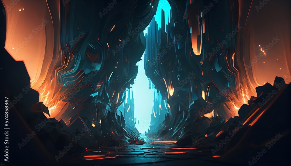 Wall mural a futuristic dynamic depths abstract background, generative ai, illustration, this image depicts a f