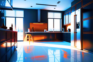 Fototapeta na wymiar luxury elegant minimalist modern kitchen interior.generative ai