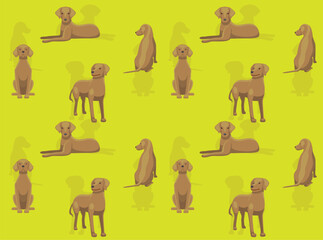 Dog Rhodesian Ridgeback Cute Cartoon Poses Seamless Wallpaper Background