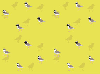Bird Plover Walking Cute Cartoon Poses Seamless Wallpaper Background