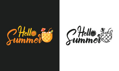Hello summer pineapple t-shirt design