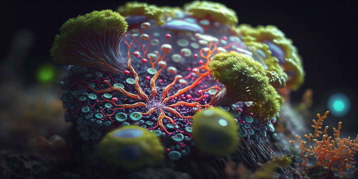 Unique macro beautiful moss digital art design. wallpaper background.