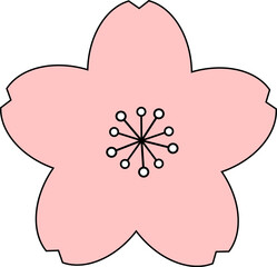 Illustration of a cute and simple cherry blossom isolated