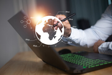 Chatbot Chat with AI, Artificial Intelligence. man using technology smart robot AI, artificial...
