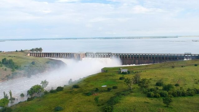 Dam Sluice Gates Overflowing - Vaal Dam South Africa