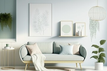 Pastel home interior mock-up,. Generative AI