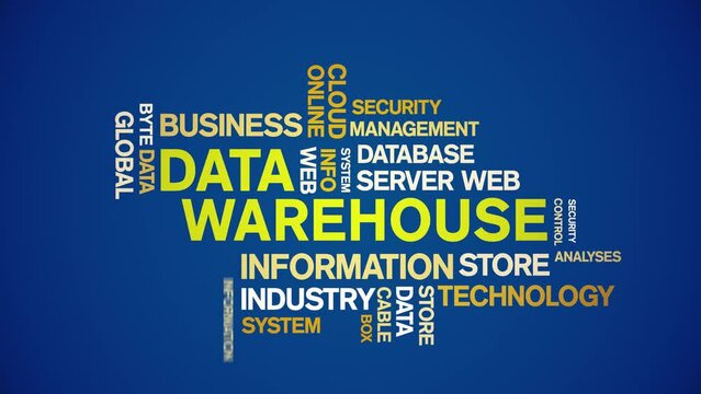 4k Data Warehouse Animated Tag Word Cloud;Text Design big data Animation typography seamless loop.