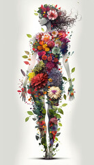 Mother's day - illustration of female made with flowers, Generative ai