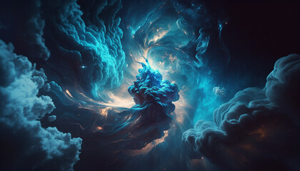 abstract graphic design nebula cloud in the space with blue color