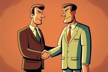 Two businessman shaking hands. Generative AI