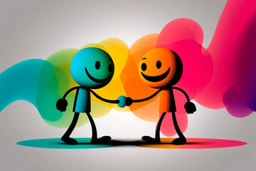 Shaking hands, colorful illustration, Generative AI