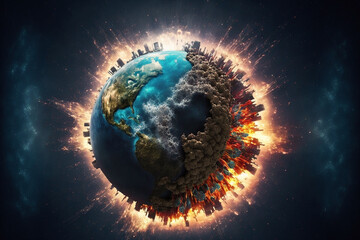 Explosive destruction of the earth's crust - Generative AI - obrazy, fototapety, plakaty