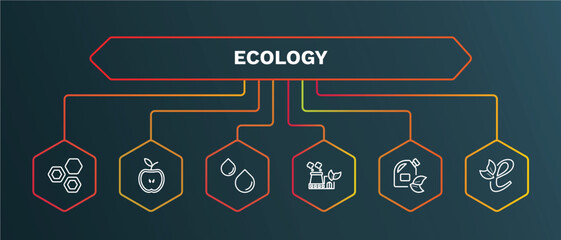 set of ecology white thin line icons. ecology outline icons with infographic template. linear icons such as half, drop, sustainable factory, biodiesel, eco e vector.