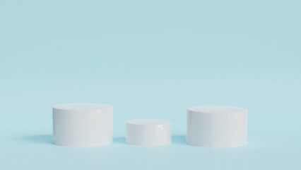 Cylinder white Stage background pedestal podium product display to show product white background 3d .copy space