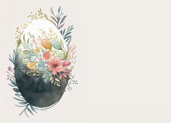 Fototapeta na wymiar Easter egg template. Watercolor letterhead with copyspace Generative ai