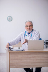 Old male doctor radiologist working in the clinic