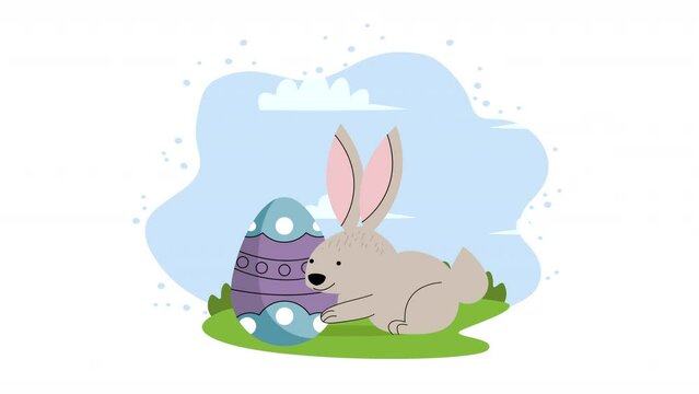 spring egg painted with rabbit animation