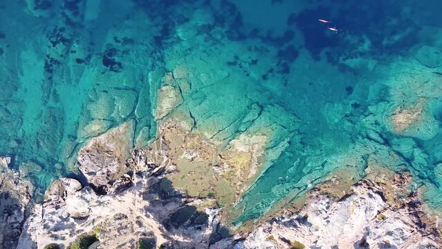 Drone on Calafuria reef in Leghorn,  Tuscany