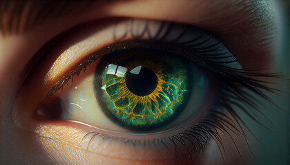 Fototapeta na wymiar Green eye Image created with Generative AI technology