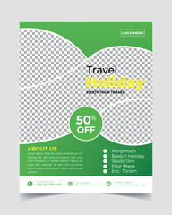 Travel poster or flyer pamphlet brochure design. Travel flyer template for travel agency