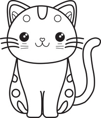 Cute Cat cartoon. Black and white lines. Coloring page for kids. Activity Book.