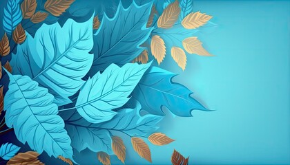 Beautiful Designer Seasonal Background with Baby blue Color Hue Autumn Modern Wallpaper Template with Vibrant Hues and Stunning Scenery for Presentation, Ad, and All Applications (generative AI)